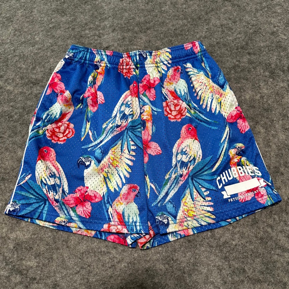 Chubbies Athletic‎ Shorts Mens S Multicolor Parrot Mesh Activewear Preppy